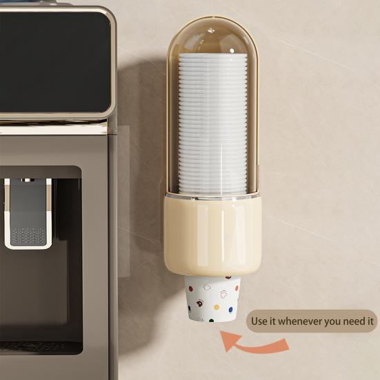 Wall Mount Disposable Cup Dispenser Large Capacity Dustproof Transparent Design Easy to Install Water Cooler Cup Holder