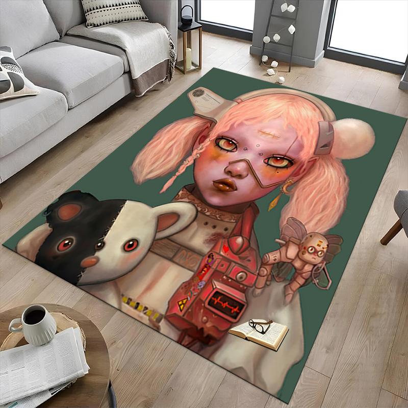 Futuristic Cyberpunk Doll Carpet For Playroom Bedroom Living Room Sofa Home Decorkids Game Area Rug Nonslip Floor Mat