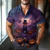 Men's Fashion Casual Loose Halloween Printed Short Sleeve Shirt