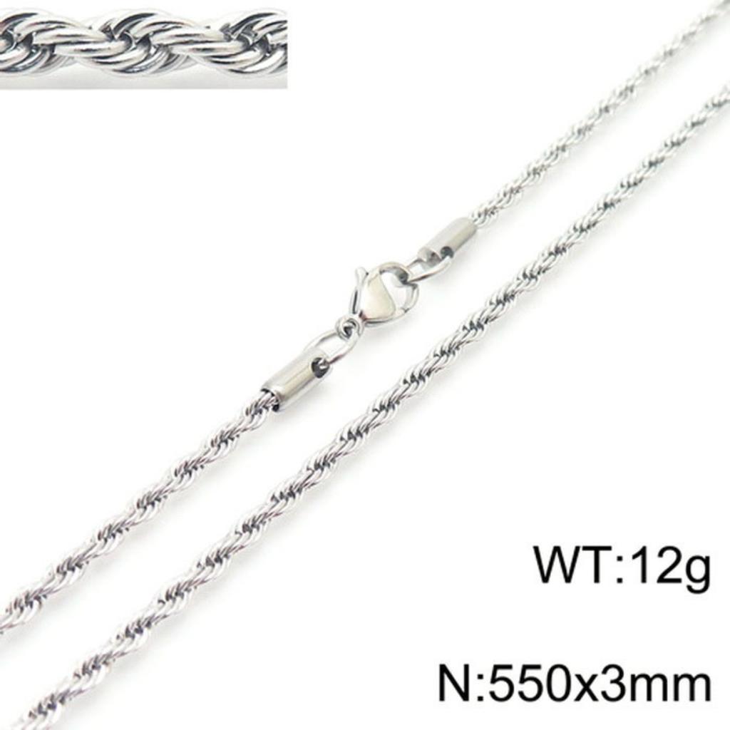 2~8mm Steel Color Stainless Steel Twist Chain Necklace Accessories Rock Hip-hop Color Men and Women Plain Chain