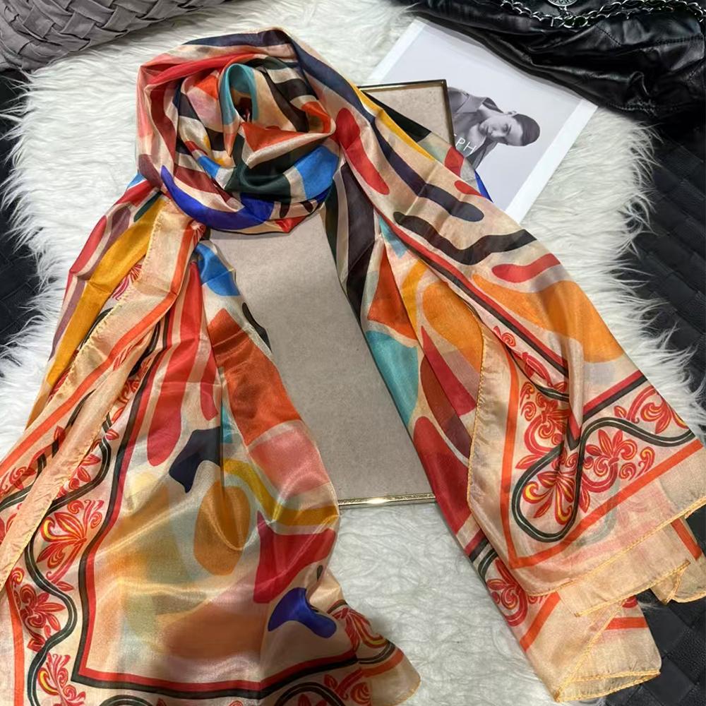 Bysifa|Blue White Silk Scarf Shawl Fall Winter Women Long Scarves Butterflies Design Summer Ladies Beach Silk Wrap Foulard