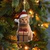 Lovely Stylish Pug Christmas Keychain Cartoon Cats 2D Sturdy Acrylic Charm for Car Glass and Backpacks Decoration
