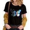 Amoureux Fleurs Papillons Hauts Décontractés Vintage Design Floral T-shirt Féminin Impression Papillon Premium Décontracté Manches Courtes T-shirt Femmes