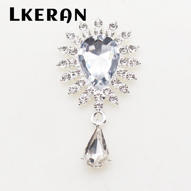 LKERAN 5Pcs 50*27MM New-Shape Acrylic Rhinestone Snap Buttons Brooch For Wedding Decoration Handmade Jewelry Diy Accessories