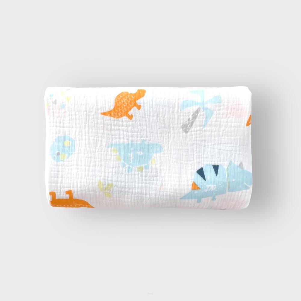 Muslin Fitted Sheet for a Crib 120*60 (dino)