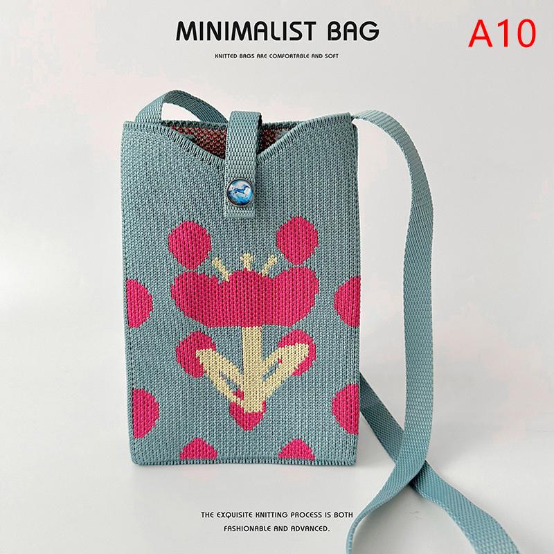 Mini Handy-Tasche Gestrickte Schulter-Umhängetaschen Tragbare Kleine Gewebte Geldbörse Vielseitige Handtasche für Frauen