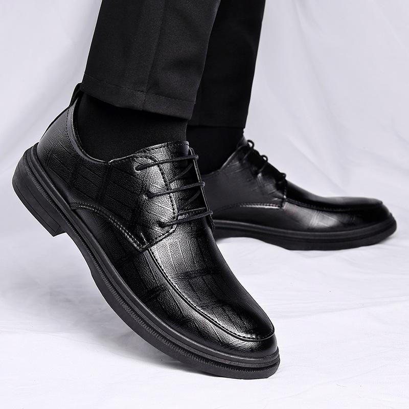 Bullock Spring New Men's Leather Shoes Men's High-end Business Casual Shoes Formal Security Best Man Shoes Invisible Height Increase
