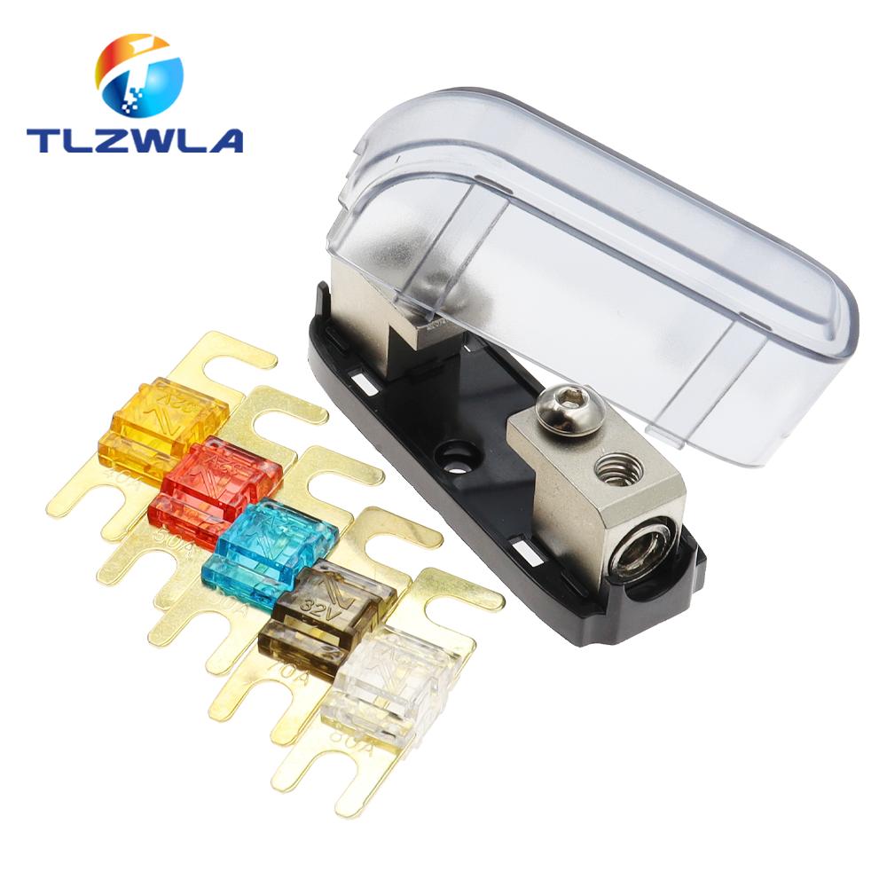 1Set Car Audio Auto Mini ANL AFS Car Fuse Holder Block with Fuse 20A 30A 40A 50A 60A 80A 100A 150A 200 MINI ANL 32V Good Quality Fuse Holders1