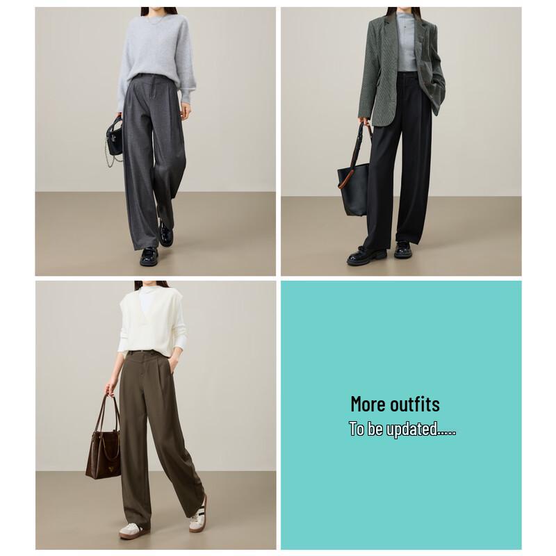 Yiyang Women's Lyocell Wool Blend Straight-Leg Trousers