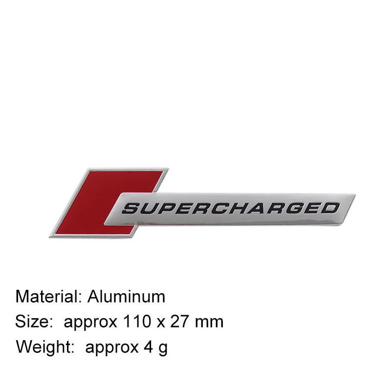 

3D Premium Supercharged for car Hood Fender trunk Rear Bonnet Nameplate Decal Emblem Badge Sticker Al-silver-red