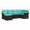 Set Divano da Giardino con Cuscini 6 pz Polyrattan Nero
