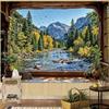 Gothic Arch Magic Forest Window Wall Tapestry Cathedral Frame Enchanted Woodland Castle Starry Sky Mushroom Fantasy Decor