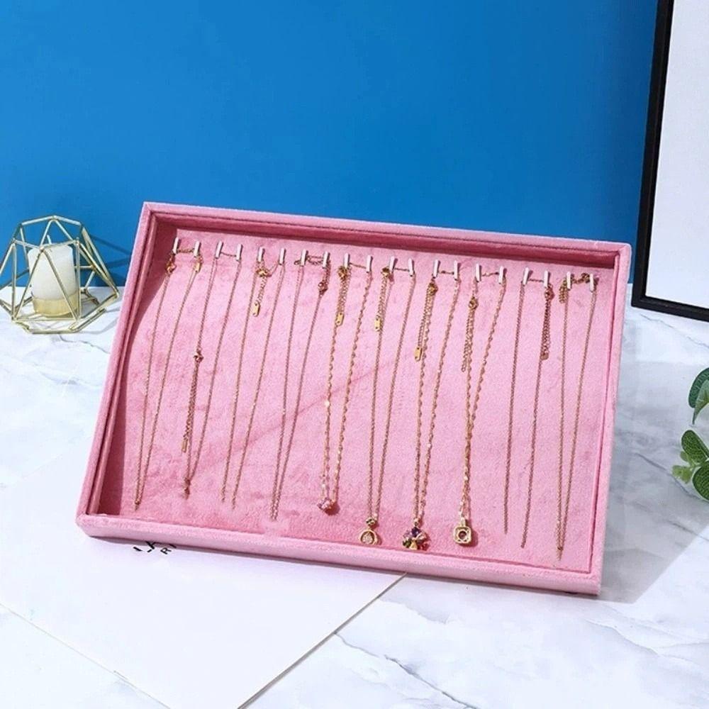 Storage Pink Earring Display Tray Stackable Rectangular Fabric Jewelry Box  Ring