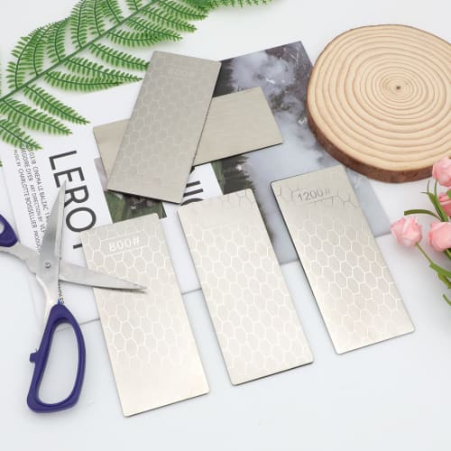 5 Diamond Sharpening Stones, Knife Sharpening Stones with Extra Fine/Coarse Plates and Non-Slip Base, 400/600/800/1000/1200 Grit