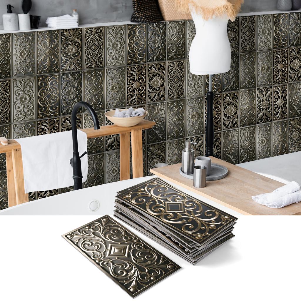 Embossed Pe Foam Thickened Wall Sticker, Self-Adhesive Waterproof And Oil-Proof Tile Sticker, Kitchen Bathroom Home Decoration