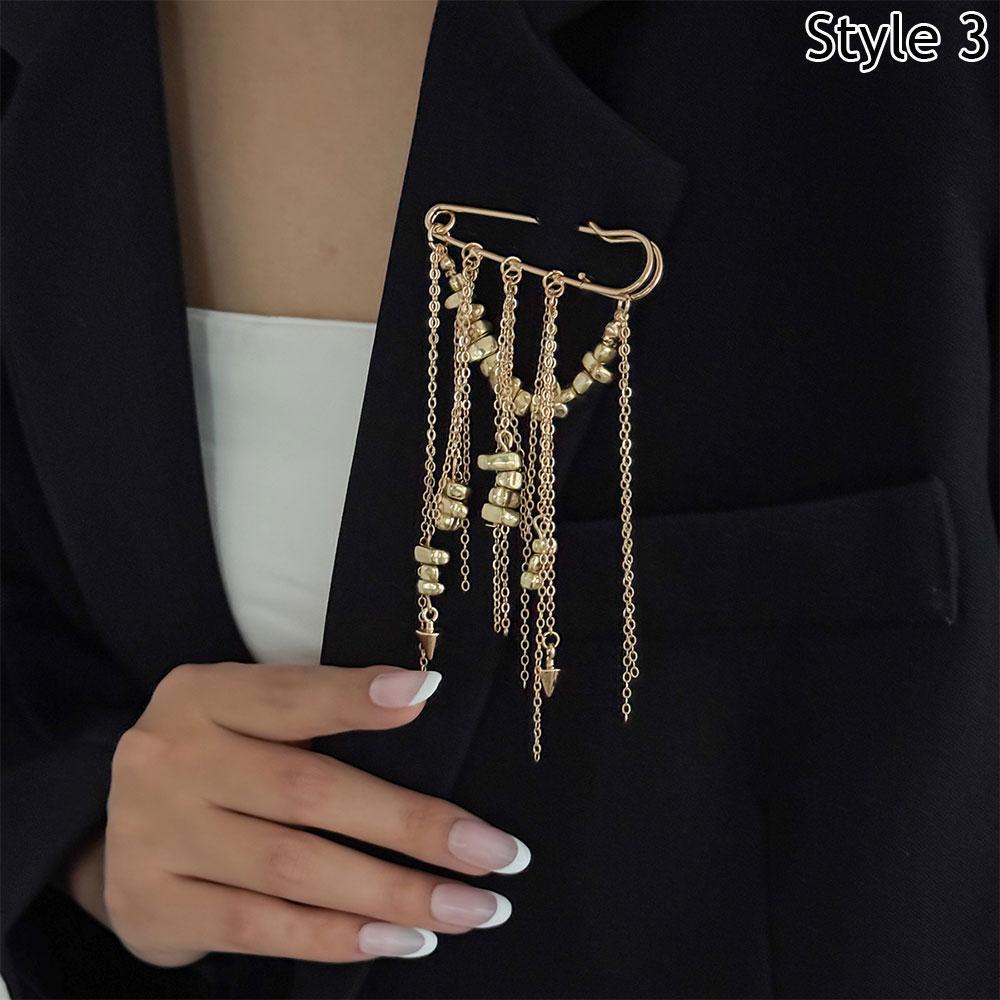 Beaded Tassel Irregular Heart Brooch Handmade Beaded Many Layer Chains Brooches Multi-functional Beaded Pearl Pin Accessories