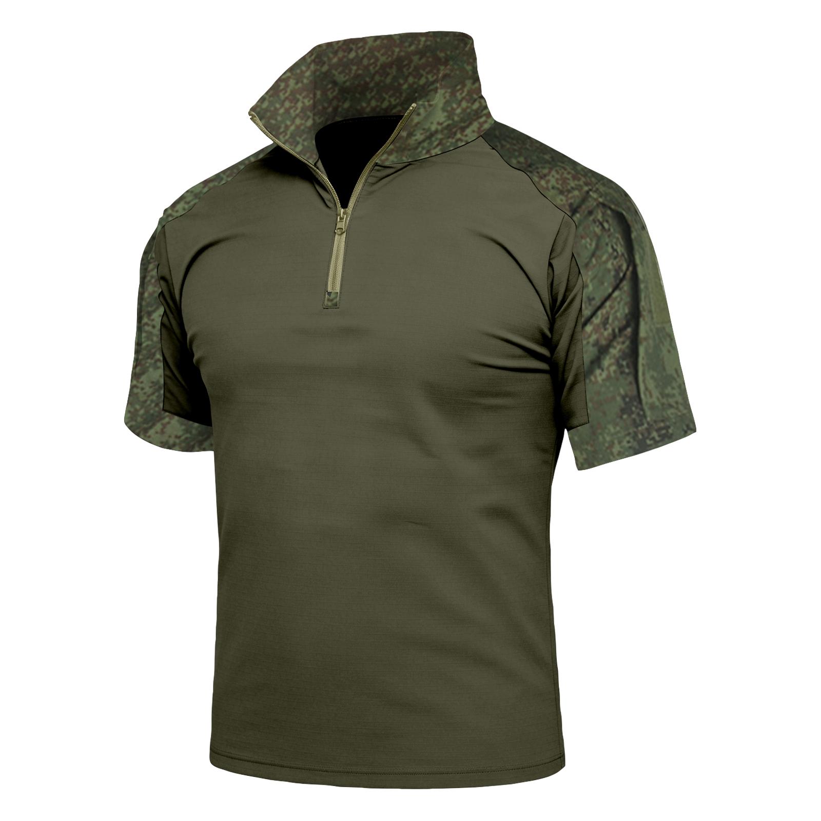 Men s Summer Camouflage Short Sleeve Zipper Lapel Shirt Men s Casual Fashion Shirt M