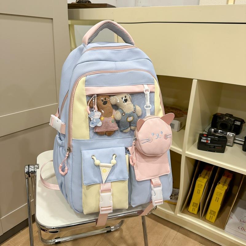 Large Capacity High School Student Backpack for Girls  Korean Version Harajuku Schoolbag  Casual and Cute Pain Bag  Junior High School Backpack