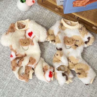 Autumn and Winter New Coral Velvet Thickened Four Leg Velvet Clothes Teddy Bear Small Dog Warm Clothing Puppy Clothes