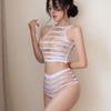 Sexy Lingerie Women Set Hot Erotic Transparent Mesh Girl Kit Sensual Fishnet Ripped Underwear Push Up Panties 