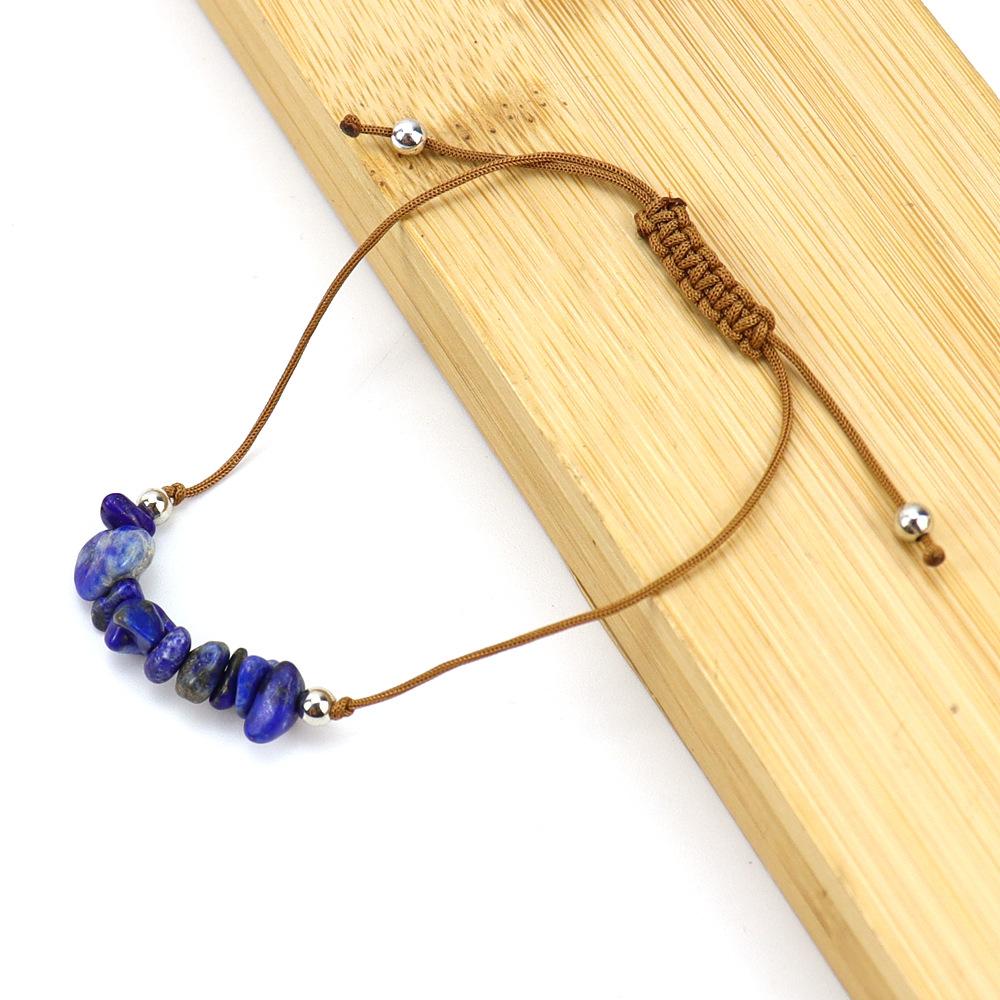 Popular Irregular Gravel Rough Stone Woven Wax Wire Bracelet Bohemian Tiger Eye Amethyst Beach Hand Rope B83