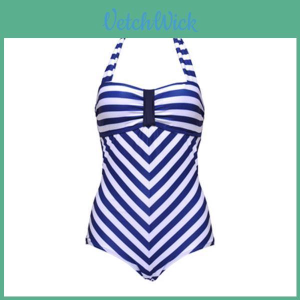 Elegante Costume da Bagno Nero con Scollo a V Profondo e Spalline Sottili Taglie Forti per Costumi da Bagno a Strisce Donna