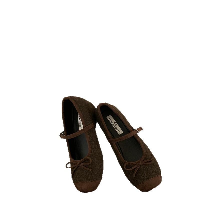 Fashion bow word with Mary Jane shoes female summer retro fairy style with skirt wedge heel ballet shoes single shoes