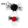 Halloween Hair Jewelry Gothic Skeleton Hand Flowers Clip with Black Mesh, Decorative Pins Skull Bone Claw Hairpin for Girls,Women, Party Costume