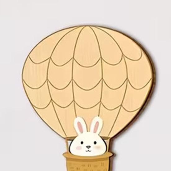 5 Pcs Wooden Star Cloud Hot Air Balloon Nursery Decor Boho Style Cartoon Animals Hot Air Balloon Wall Art for Kids Bedroom Classroom Playroom