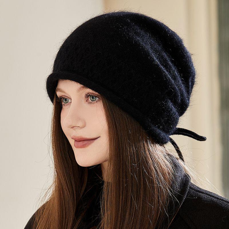 

Модная вязаная шерстяная шапка большого размера, шапка-бини, осенне-зимняя шапка для рожениц, женская one size