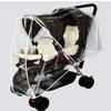 Baby Stroller Rain Cover Side by Side/Tandem Waterproof & Windproof Large Window for Travel Weather Shield Block