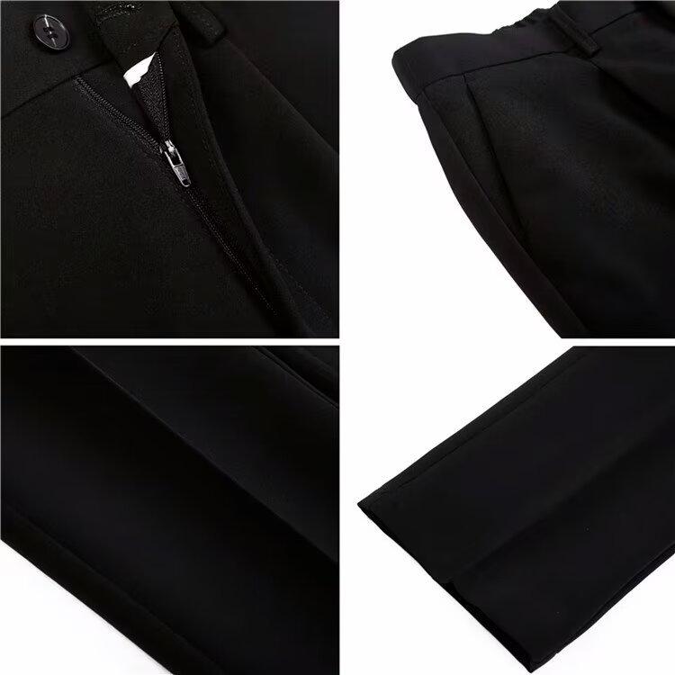 Men's Spring Japanese-Style Casual Black Wide-Leg Trousers 