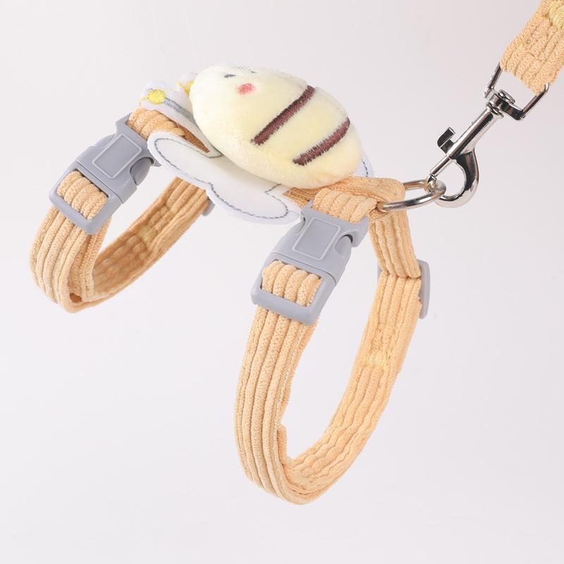 Breathable Cartoon Little Bee Cat & Dog Harness with Leash
