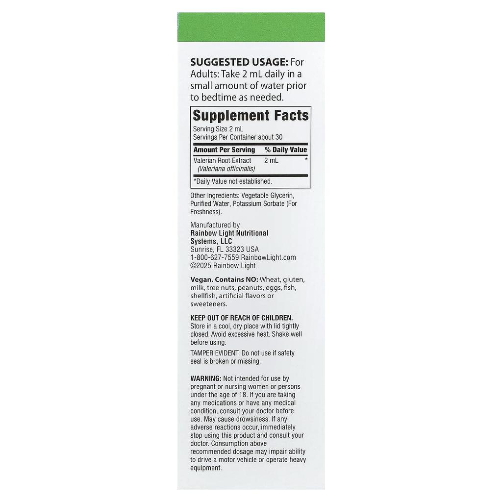 Rainbow Light, Valerian Root, Alcohol-Free, , 59ml (2 fl oz)