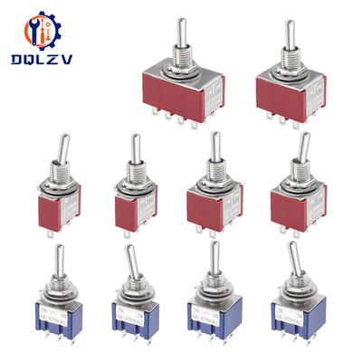 MTS-102 103 MTS-202 203 Toggle Switch 3/6/9/12Pin 2A 5A 6A 250V 125VAC On On SPDT 6mm Mini Switch DPDT On Off On Waterproof Cap