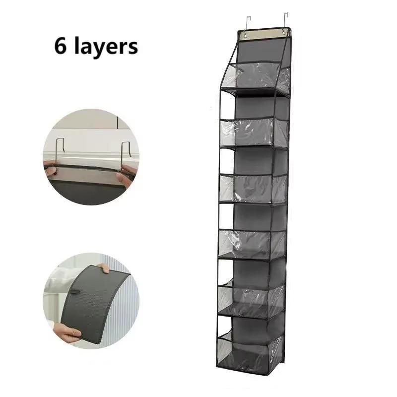 

6-Shelf Over The Door Hanging Pantry Organizer, Behind The Door Storage Organizer, with Clear Plastic Pockets, for Bedrooms 1 Pack&6-shelf
