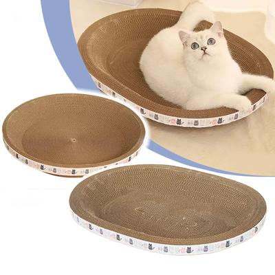 Gewellter Katzenkratzer, Katzenschaber, rund, oval, Schleifkrallenspielzeug für Katzen, verschleißfestes Katzenbett, Nest, Katzenzubehör