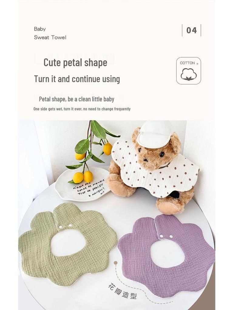 Klasse A Baumwoll-Lätzchen mit Blütenblatt-Design: Sechslagige Gaze, Spucktuch, Doppelseitiges Design.