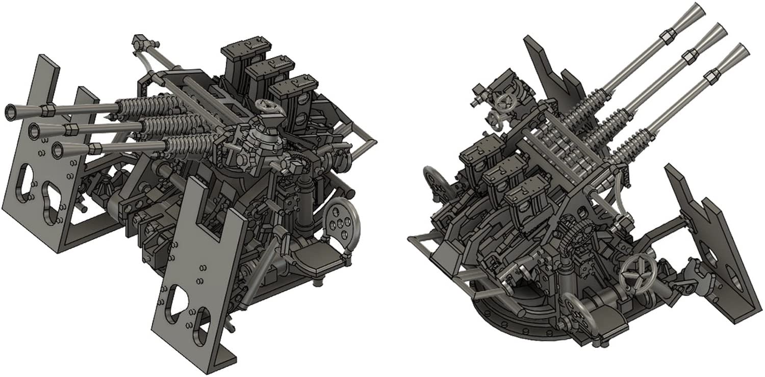 

Bunker Studio Scale Japanese Navy Type 96 25mm Triple Machine Gun LPR Late with Plastic Model Kit Molded in Color 1/350 Sight, Model, Shield, 10-Piece
