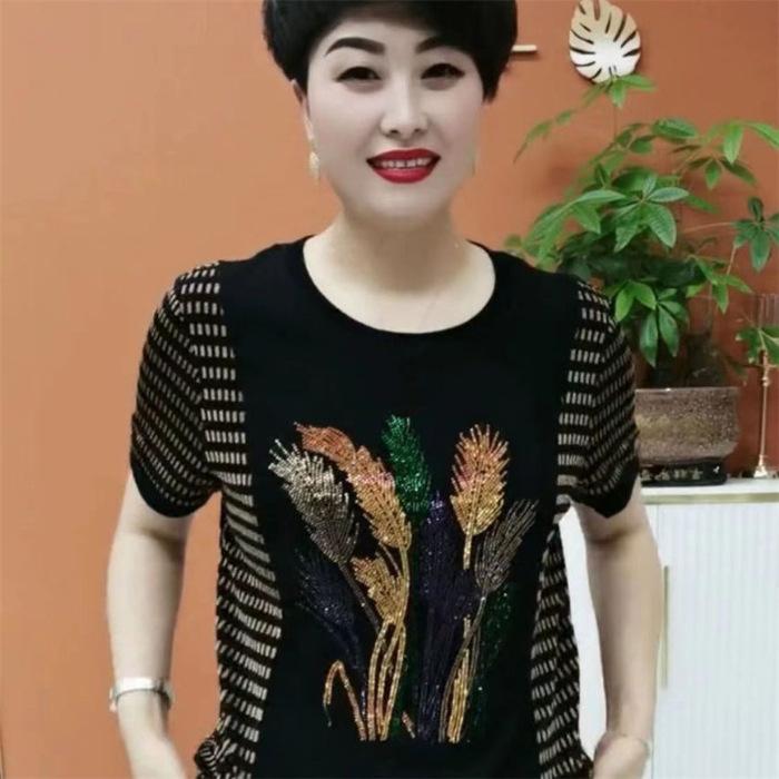 

YYFS Женская мода Повседневная Лето Весна Короткие рукава О-образный вырез Блузки и рубашки XXXXL