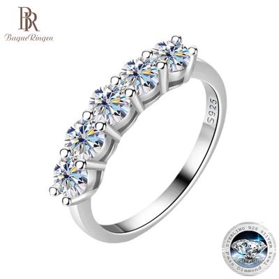 Anello da indossare all-in-one di lusso leggero femminile in argento sterling S925 con fila di moissanite e diamanti