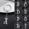 Unique DIY Crown Stainless Steel A-Z Letters Pendant Keychains for Men Women 26 Alphabet Car Key Ring Jewelry Keyrings Gift
