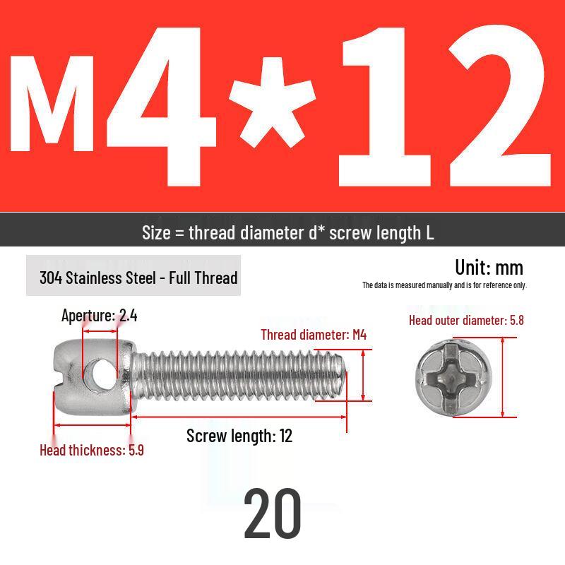 304 Stainless Steel Lead Seal Galvanized Meter Screw with Cross Hole