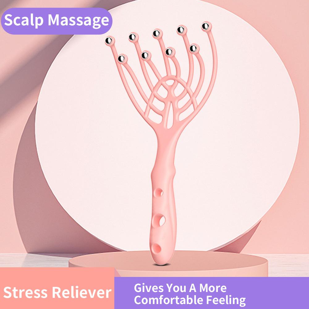 9 Claws Head Massger Streamlined Ball Deep Stress Relaxation Scalp Massager Handheld Spa Massage Roller Health Stress Relief Aid