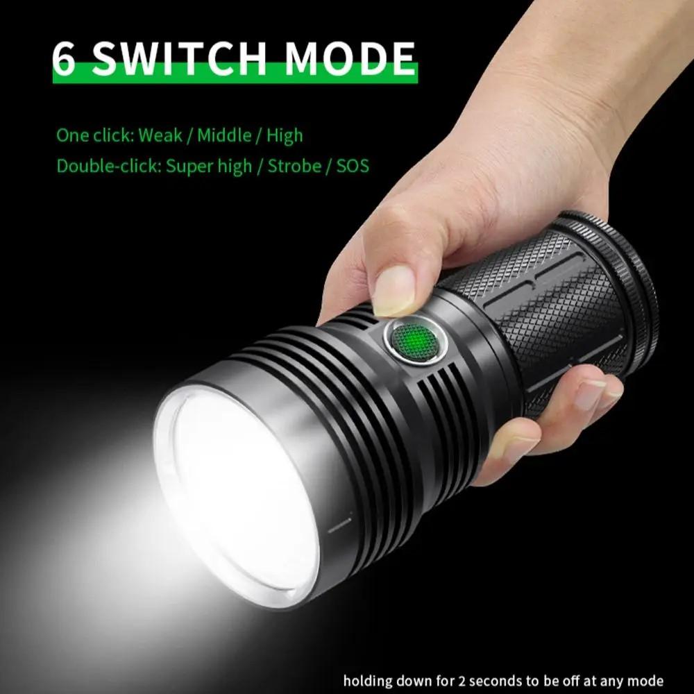 4*P90 High Power LED Flashlight USB Rechargeable Strong Light Torch High-brightness Lantern 12000 Lumens 120W Powerful Lamp