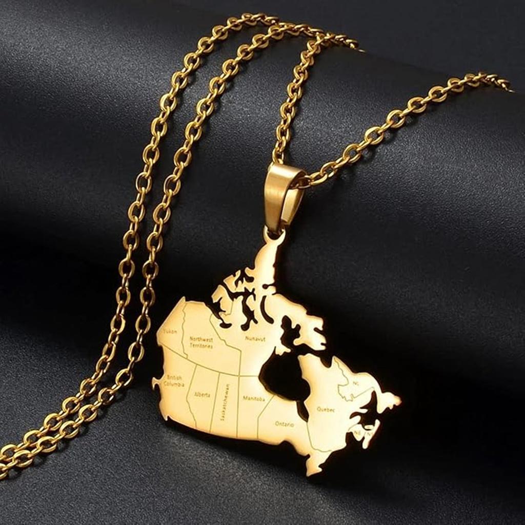 Map Pendant Necklace Men'S And Women'S Stainless Steel Necklace Trend Fashion Accessories