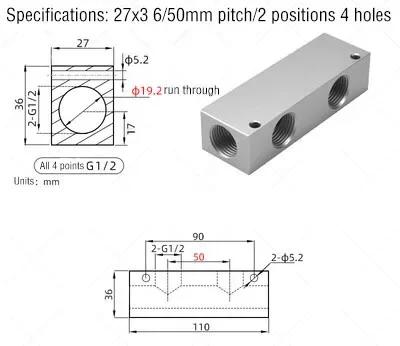 Luchtverdeler 1/2" 1/4" Pneumatische Snelkoppeling Slang Aluminium Blok Splitter 2 3 4 5 6 7 8 9 10 Weg