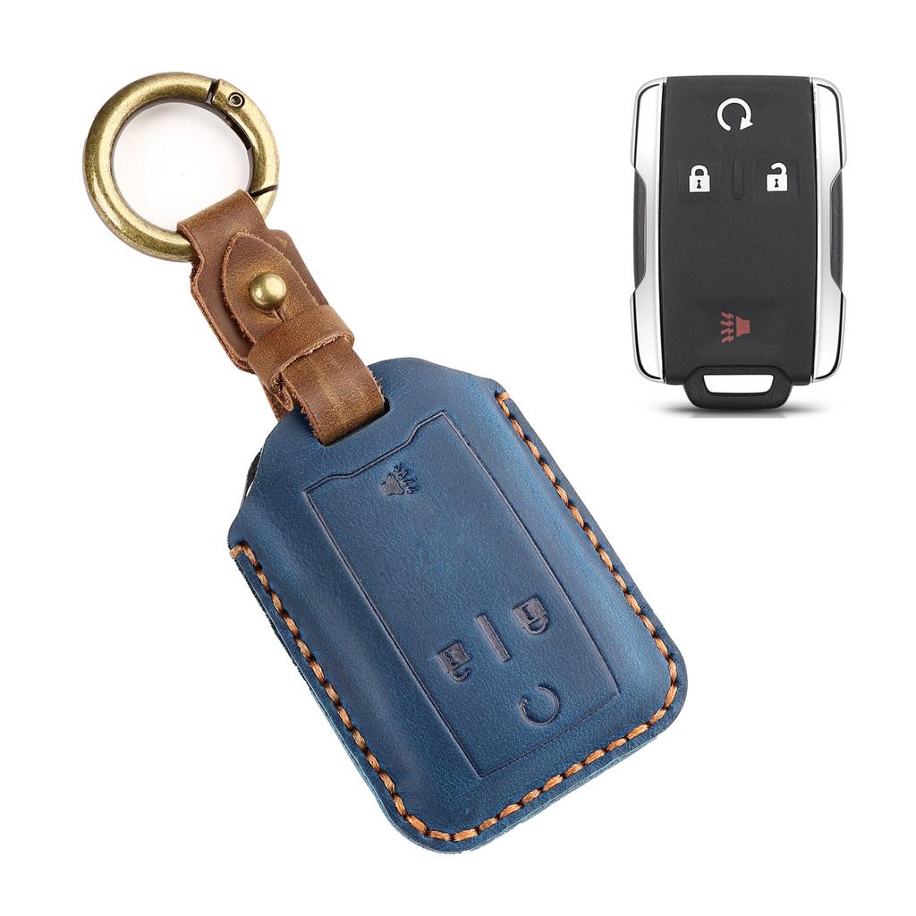 Genuine Leather Car Key Cover for GMC RAM Dodge 4/6 Button Remote Key
