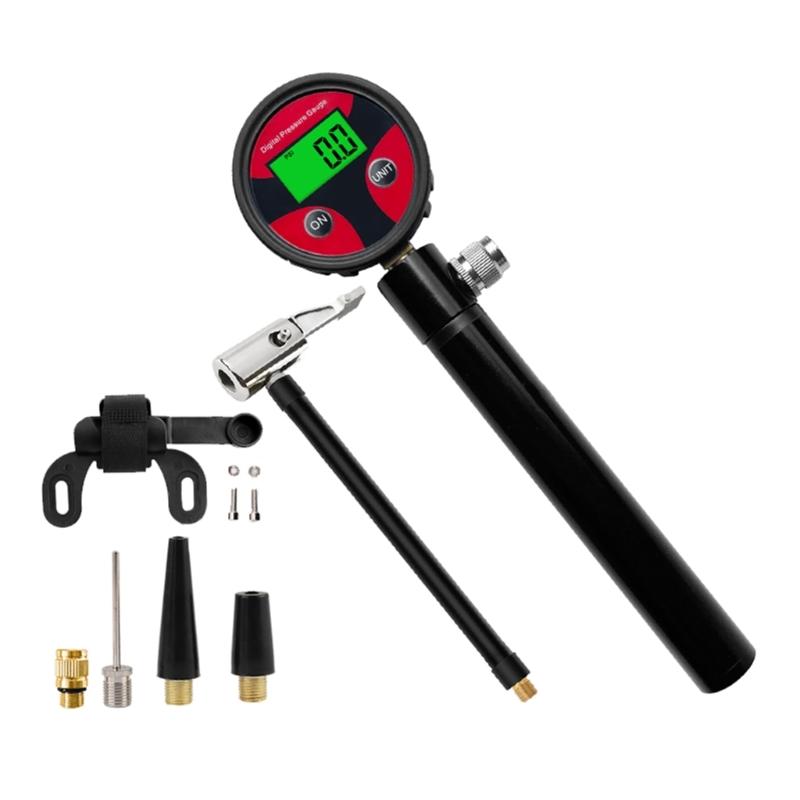 

Portable Bicycles Pump for E-bike Sports Balls Manual Inflator with Backlit Pressure Gauge 200PSI Multi-Purpose Air Pump