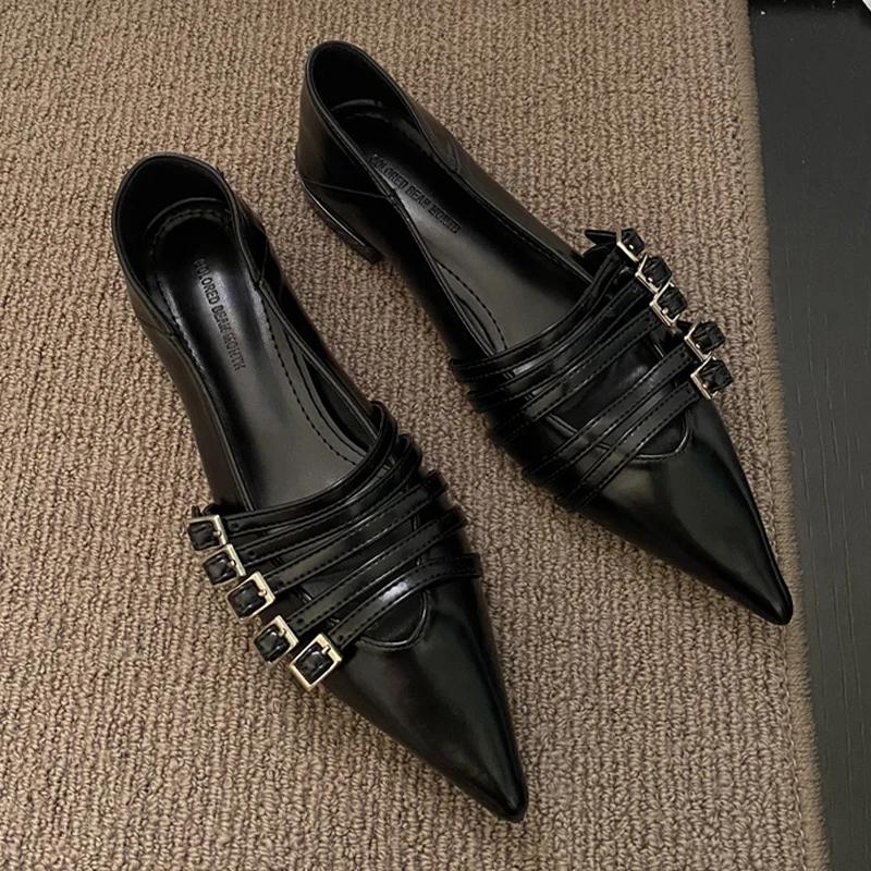 

Модные туфли на плоской подошве с острым носком, осень 2024 г., дизайнерские новые повседневные туфли для ходьбы, сандалии, удобные модные платья, бренд Chaussures Femme 41 чёрный